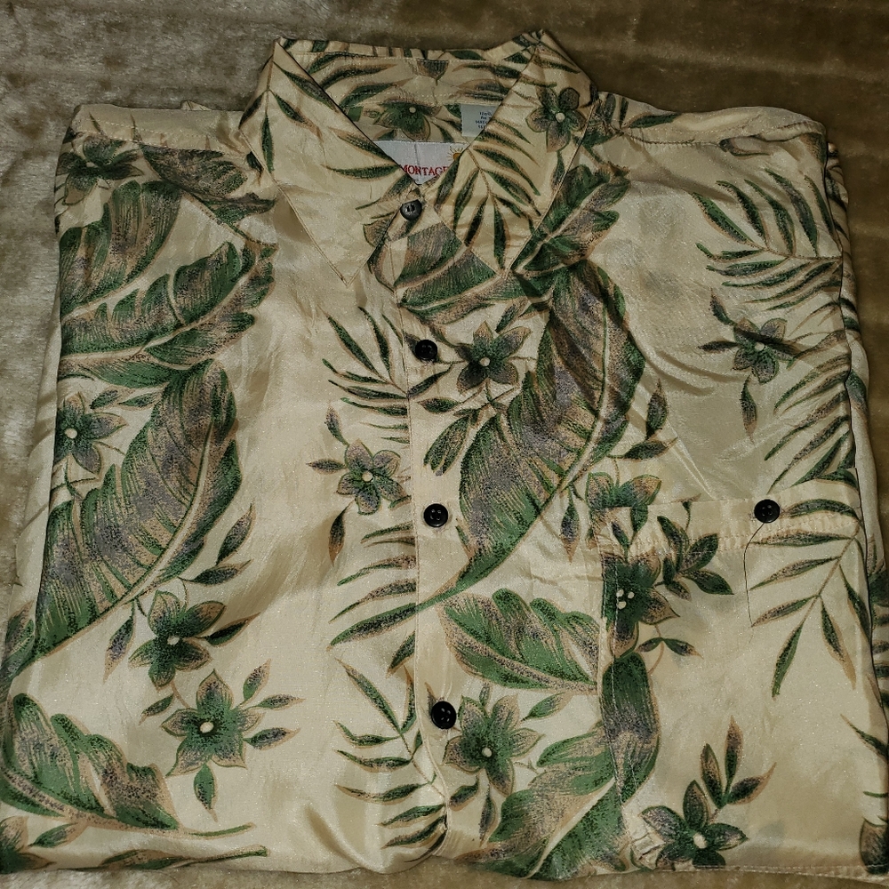 MONTAGE TROPICS HAWAIIAN ISLAND PRINT MENS LARGE